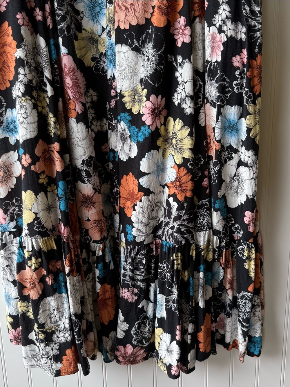 Torrid Black Floral Tiered Spaghetti Strap Dress size 3 - Picture 3 of 11